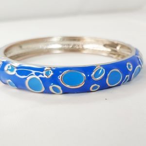 Enamel Bangle Bracelet Vintage Blue Bubbles Unique